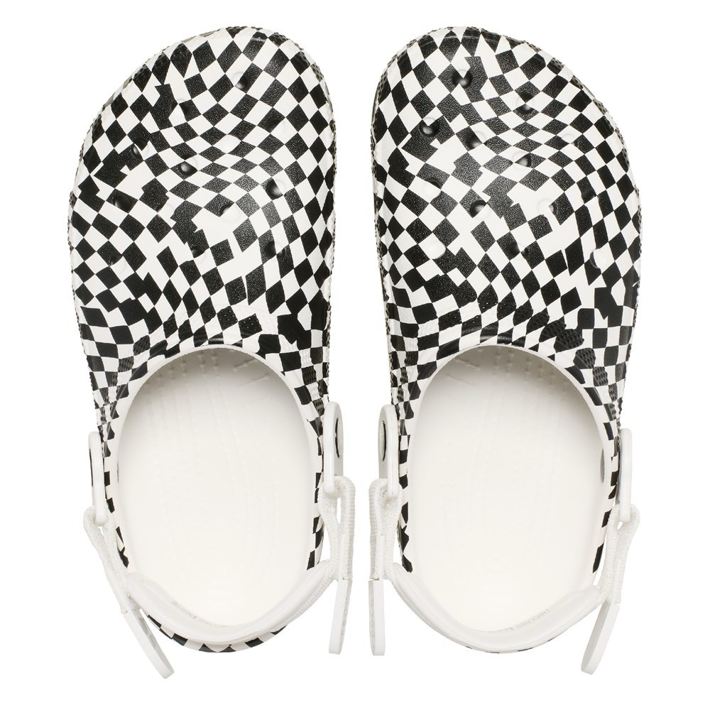 🐊Crocs Classic Work Graphic Clog, Checkered Black & White